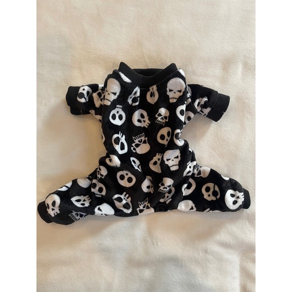 CuteBone Other - CuteBone Dog Pajamas XS Black White Skull Fleece Pet Jumpsuit Halloween Soft PJs